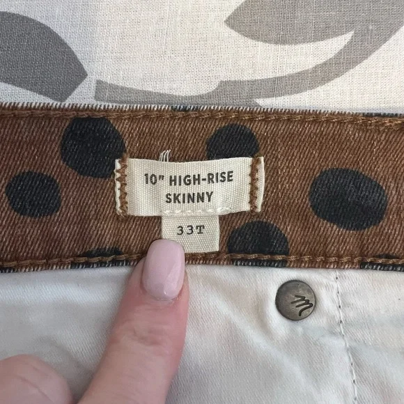 Madewell 10” High Rise Skinny Jeans Leopard Dot 33T/10 Tall - Picture 8 of 8